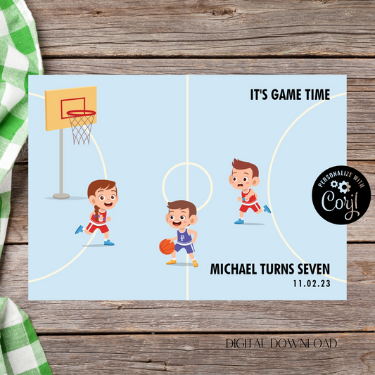 Customizable Basketball Birthday Placemat - Digital Download